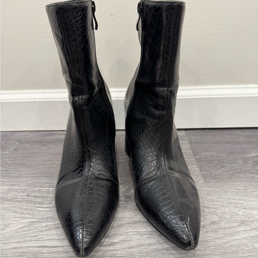 ASOS Black Textured Ankle Booties